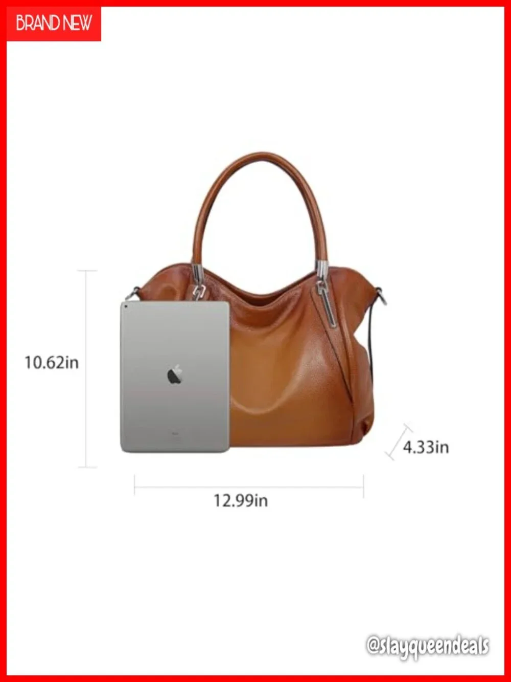 Genuine Leather Satchel Tote Handbag with Detachable Strap